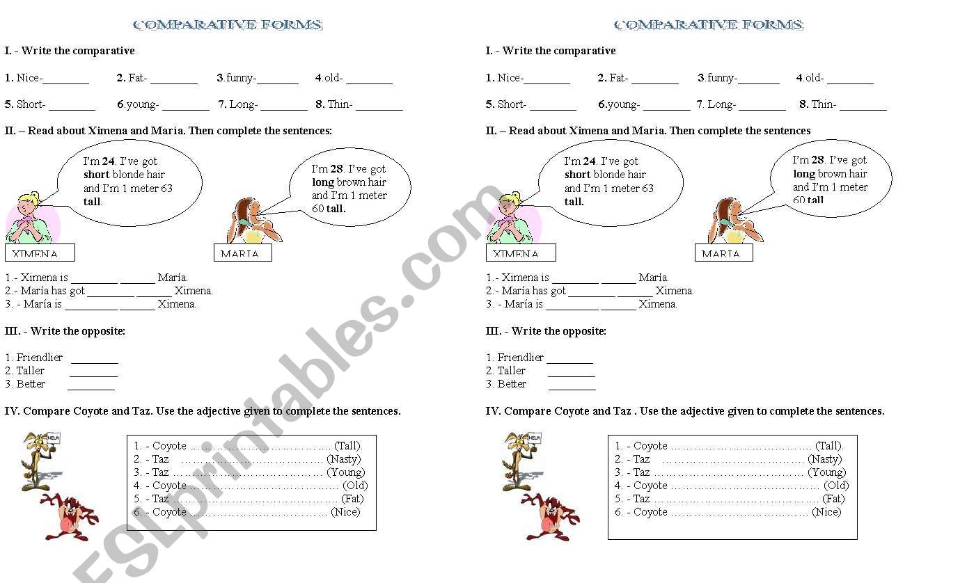 COMPARATIVES worksheet