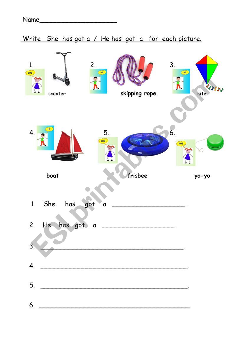 toys she/he has got  worksheet