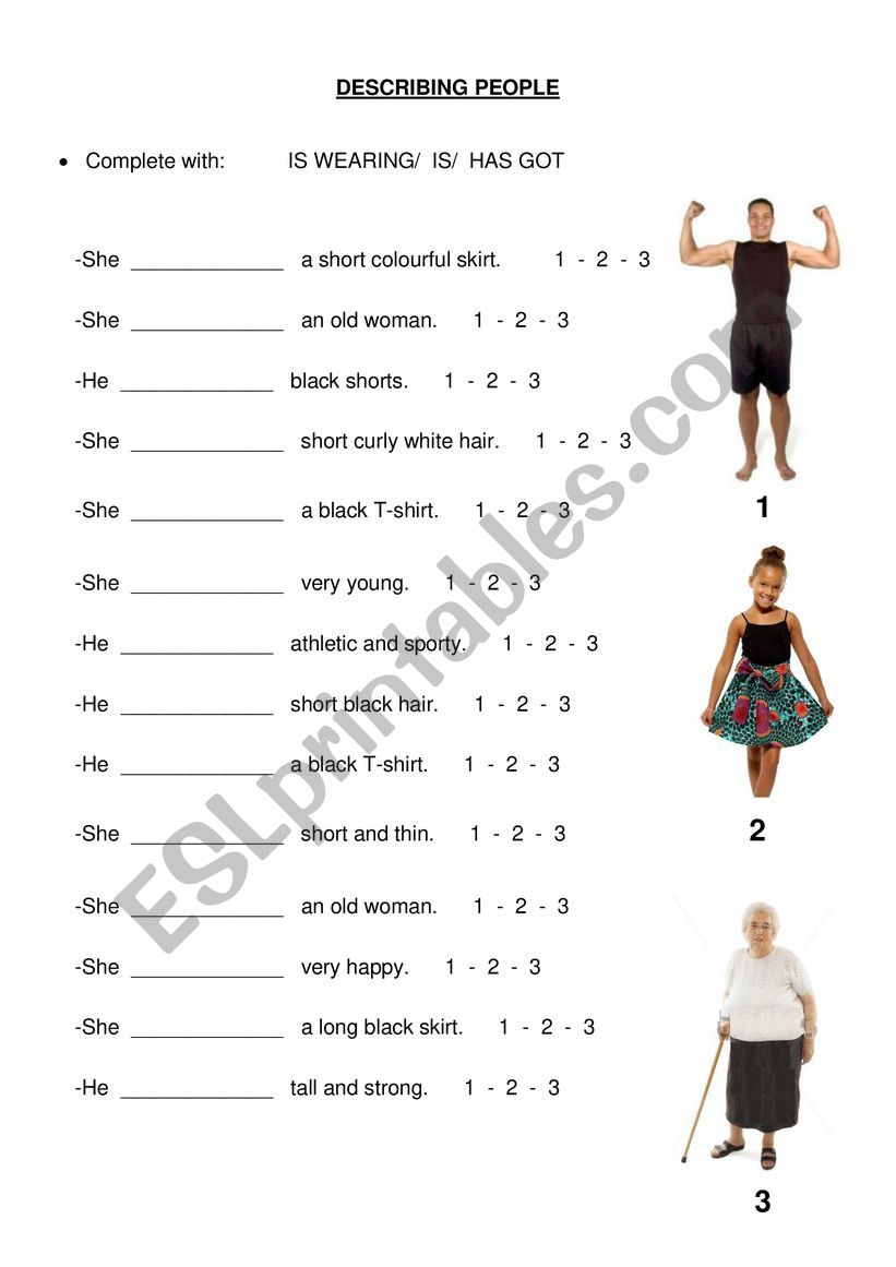 DESCRIBING PEOPLE worksheet