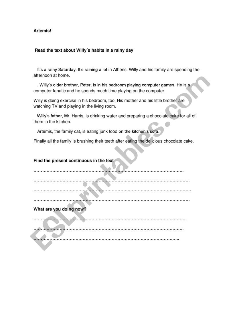 Artemis worksheet