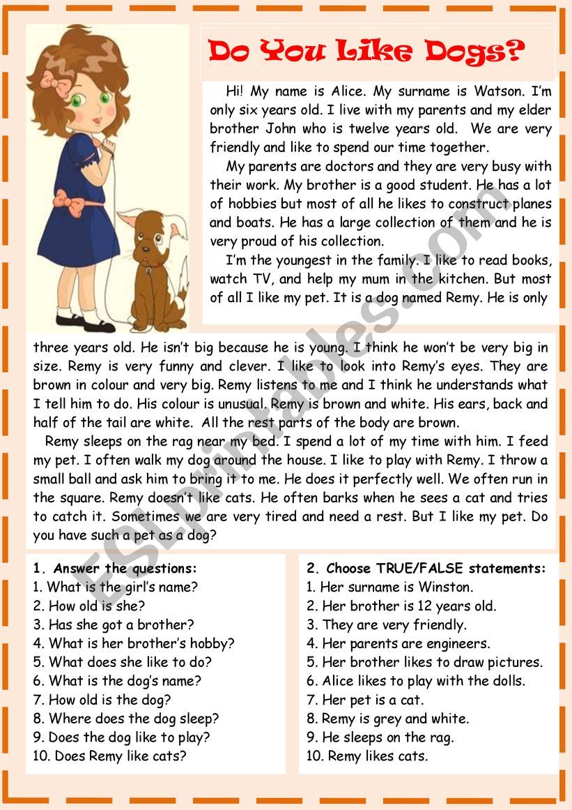 Do You like dogs? worksheet