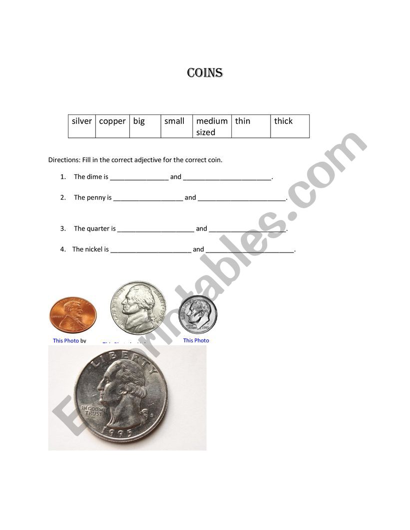 Using Adjectives to Describe Coins