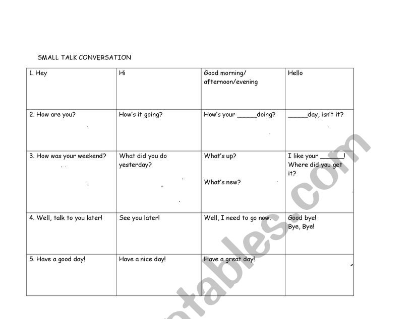 Small Talk Conversation  worksheet