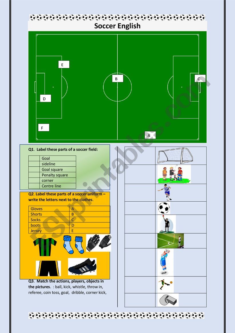 Soccer English worksheet