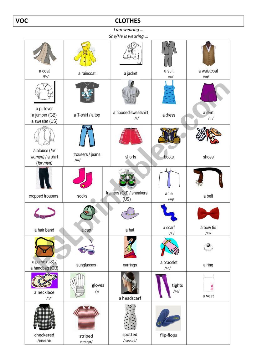 Clothes worksheet