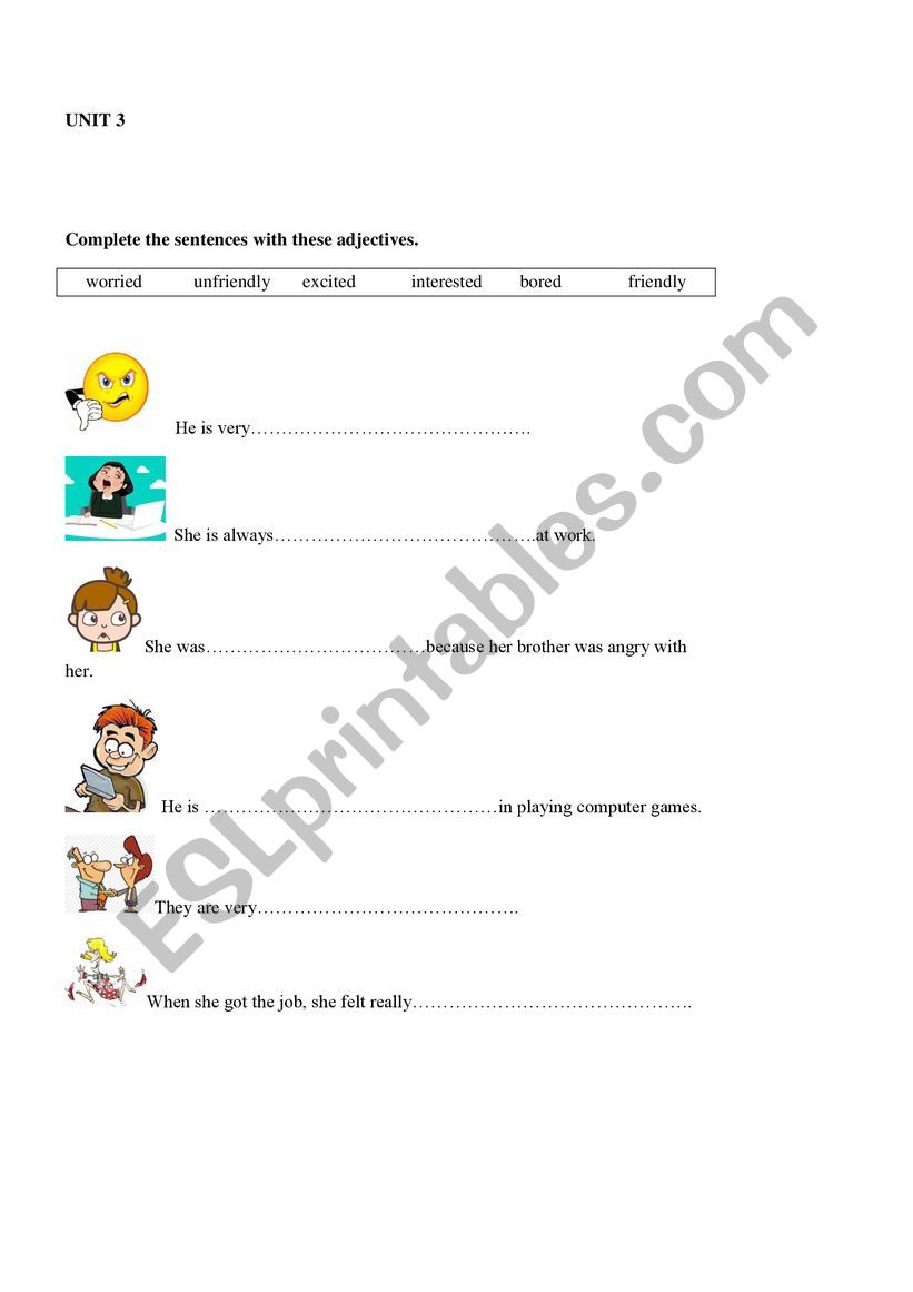 Some personality adjectives worksheet