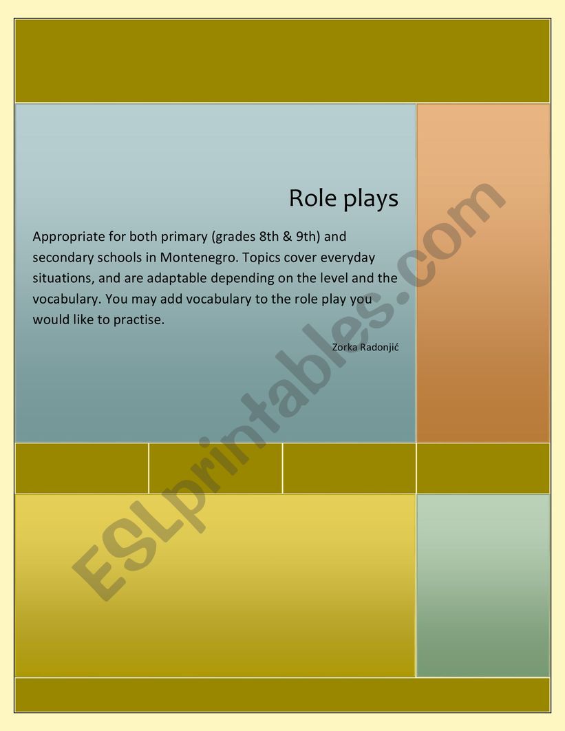 Role plays worksheet