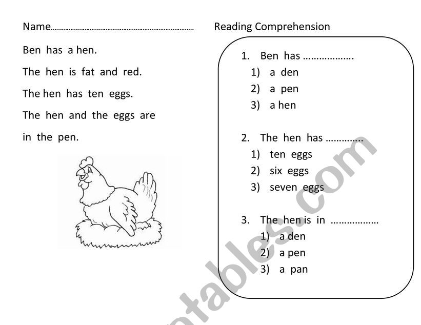 Reading comprehension for Phonics