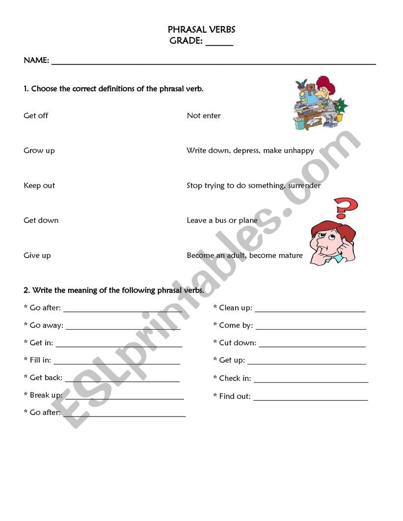 Phrasal Verbs worksheet