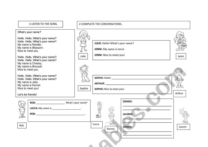 Hello, whats your name? worksheet