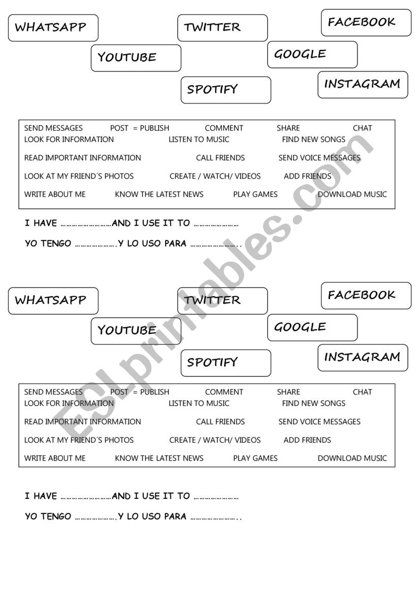 social networks worksheet