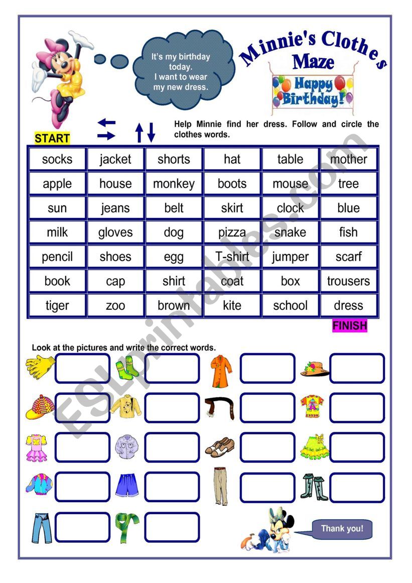 Clothes worksheet