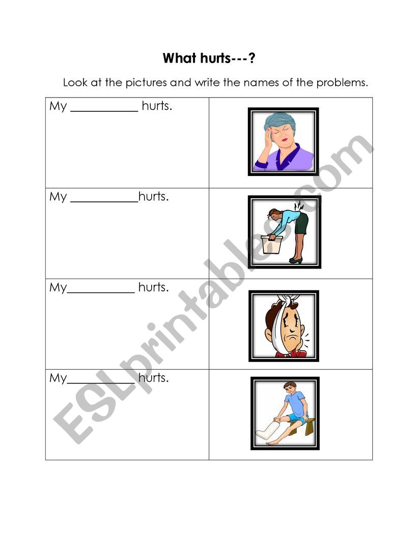 What hurts? worksheet