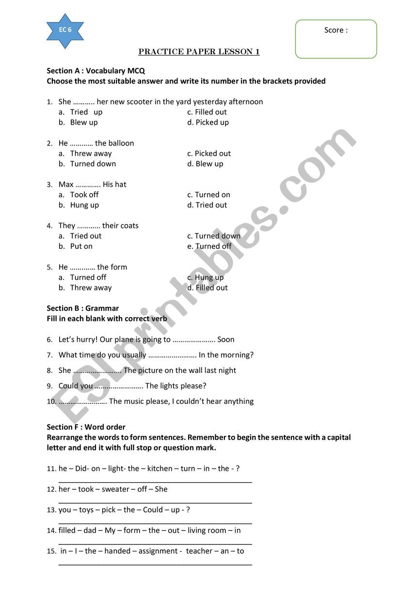 exercise  worksheet