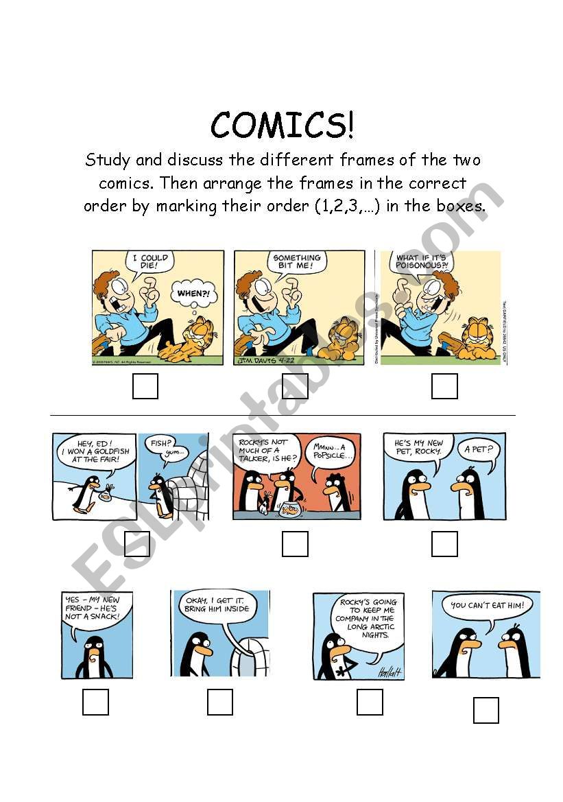 Comics worksheet
