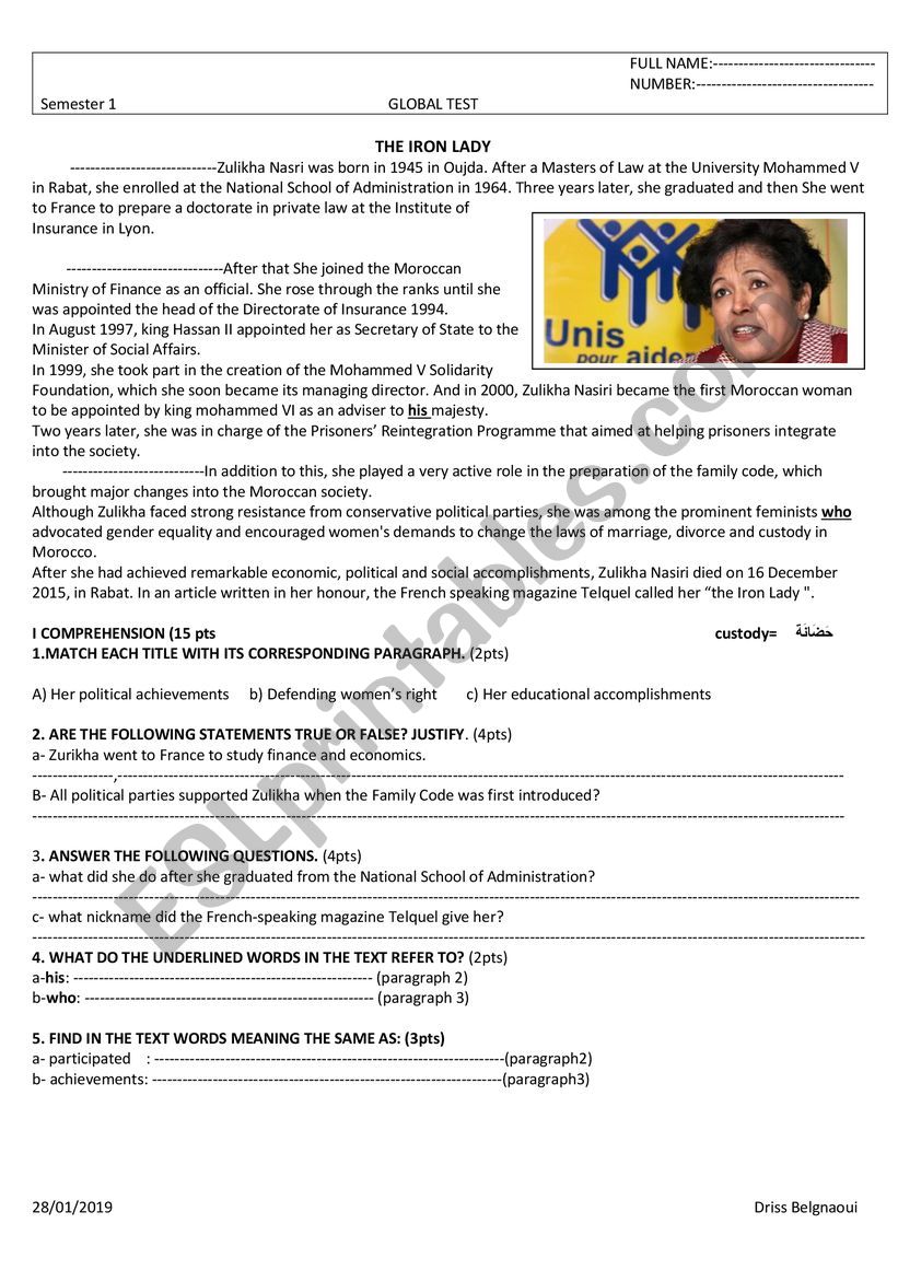 reading comprehension  worksheet