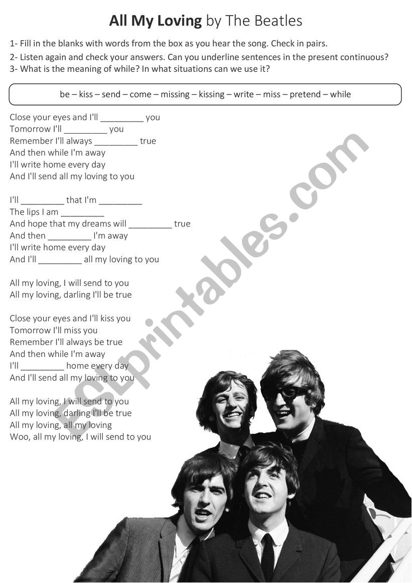 Fill in the blank - All My Loving - The Beatles