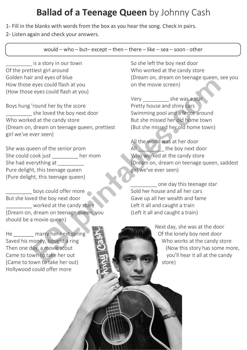 Fill in the blank - Ballad of a Teenage Queen - Johnny Cash