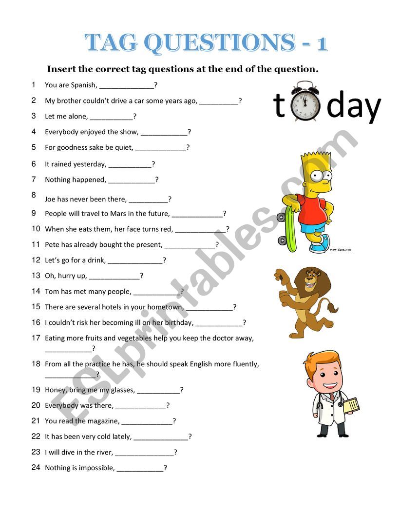Practise tag questions worksheet