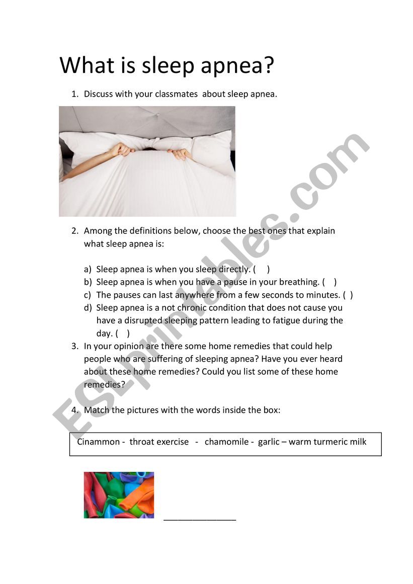  What is sleeping apnea ?  worksheet