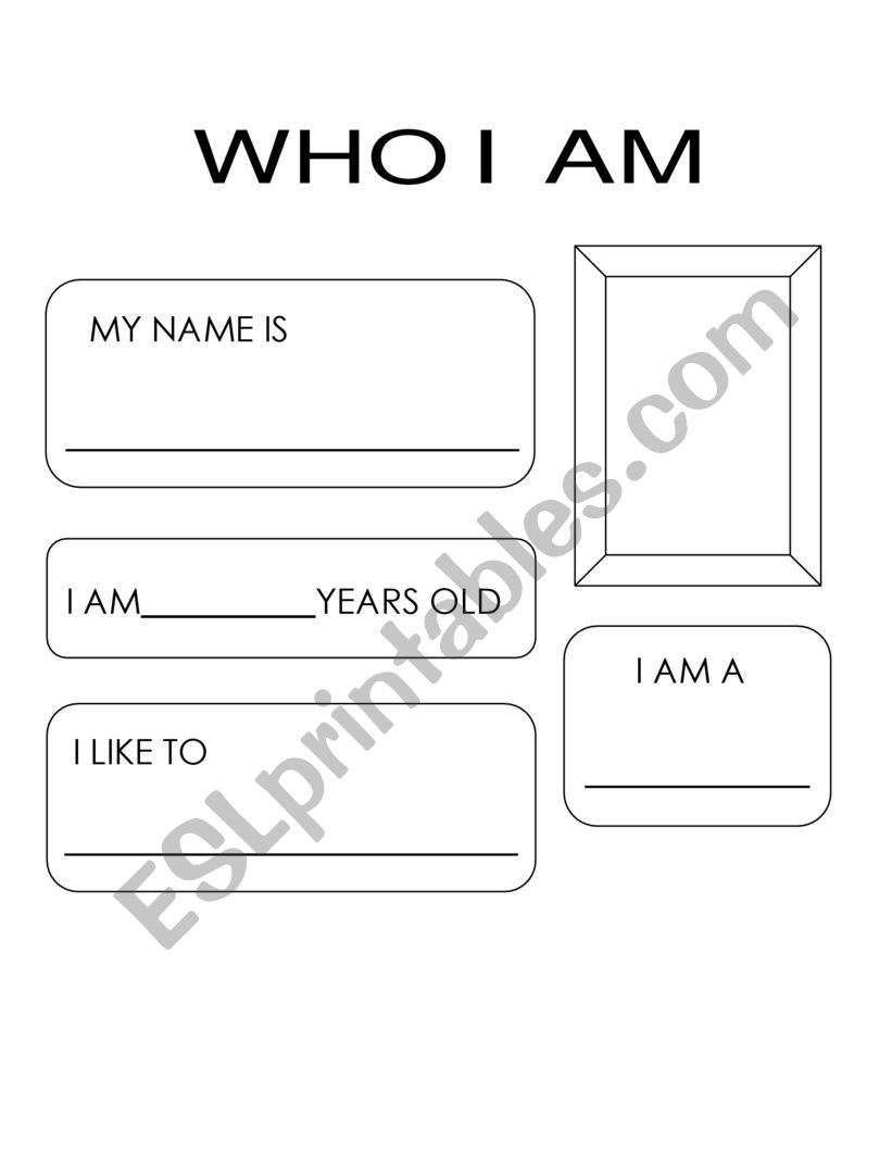 Who I am worksheet