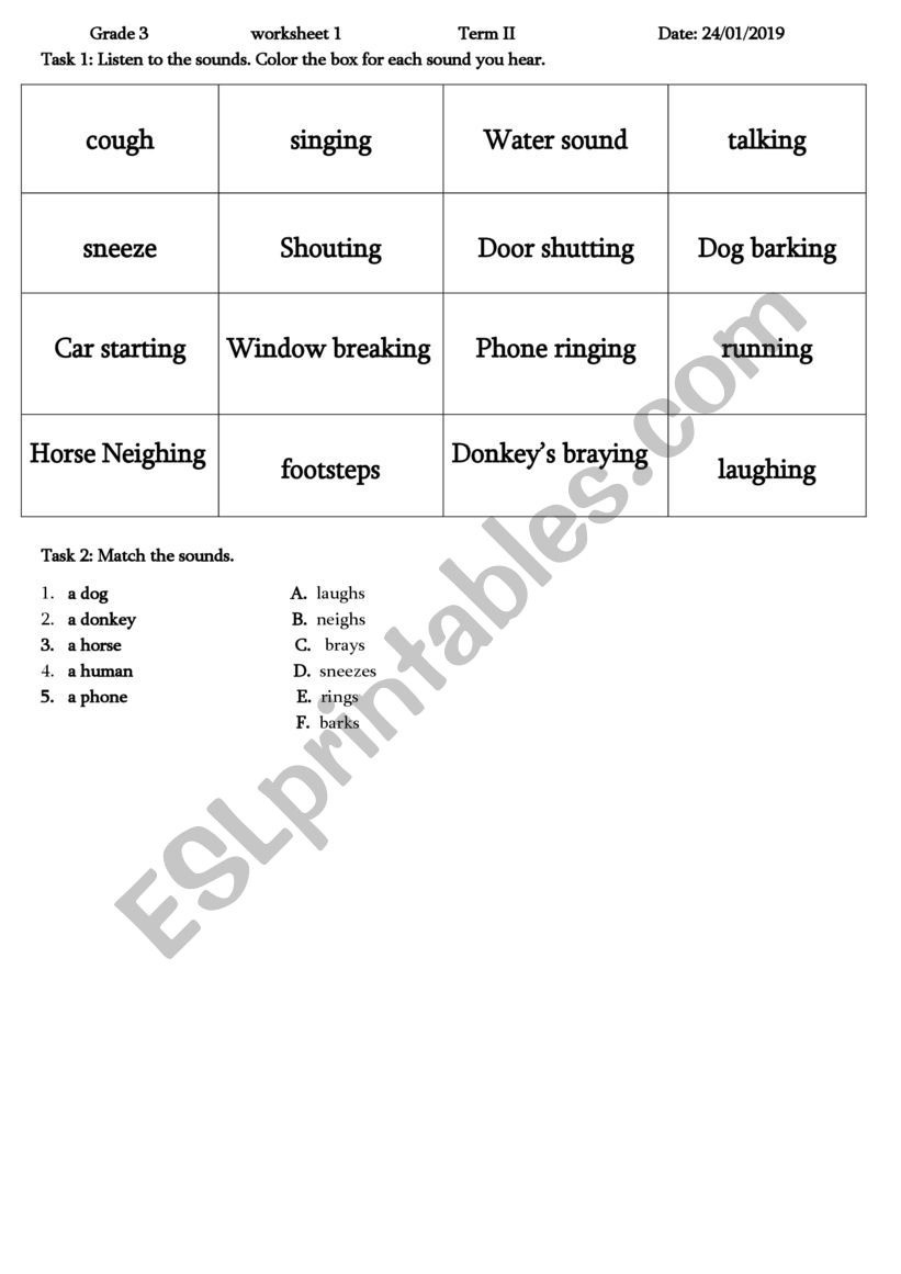 sounds worksheet