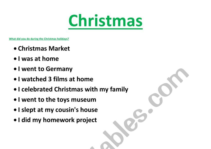 Christmas activities worksheet