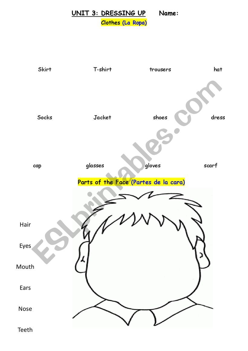 Dressing up  worksheet