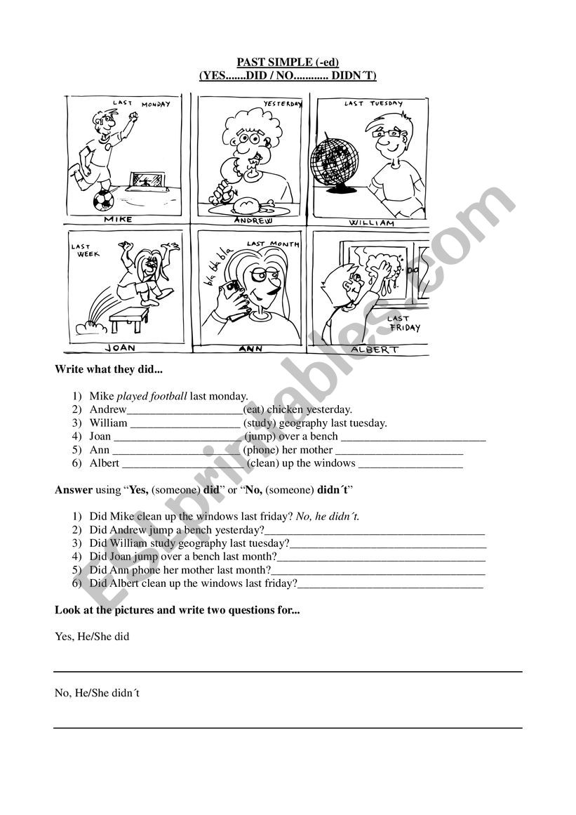 Past simple. did/didnÂ´t worksheet