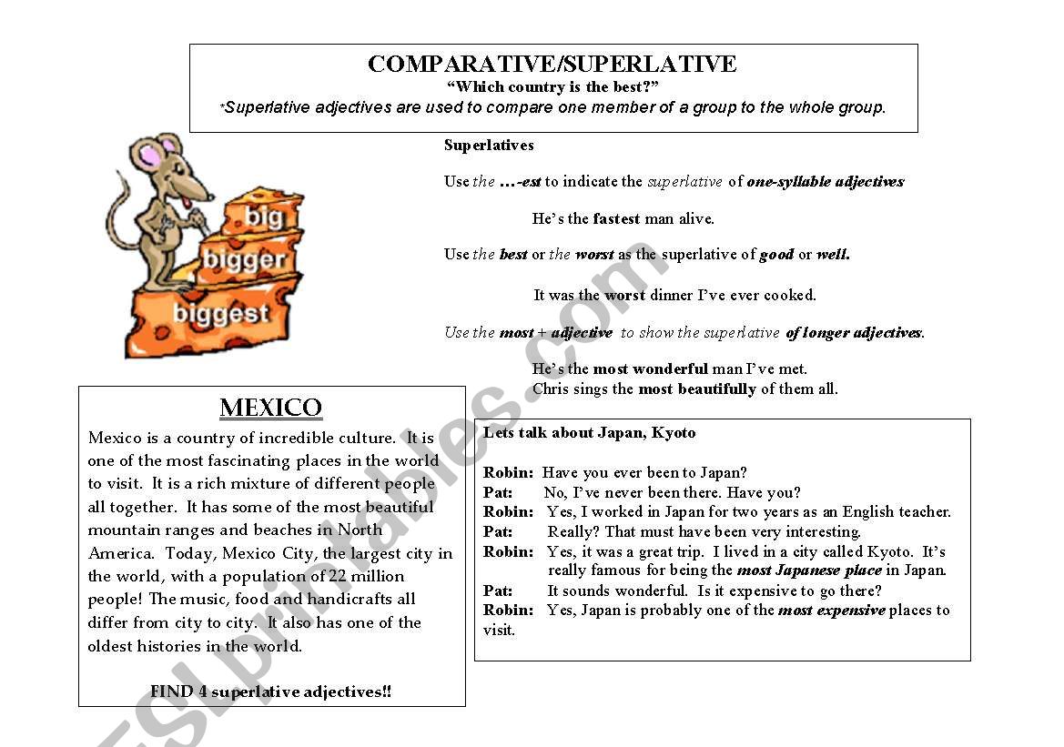 Comparative /Superlative worksheet