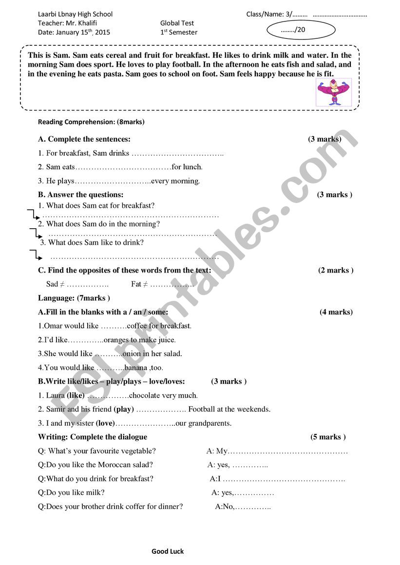 GLOBAL TEST worksheet