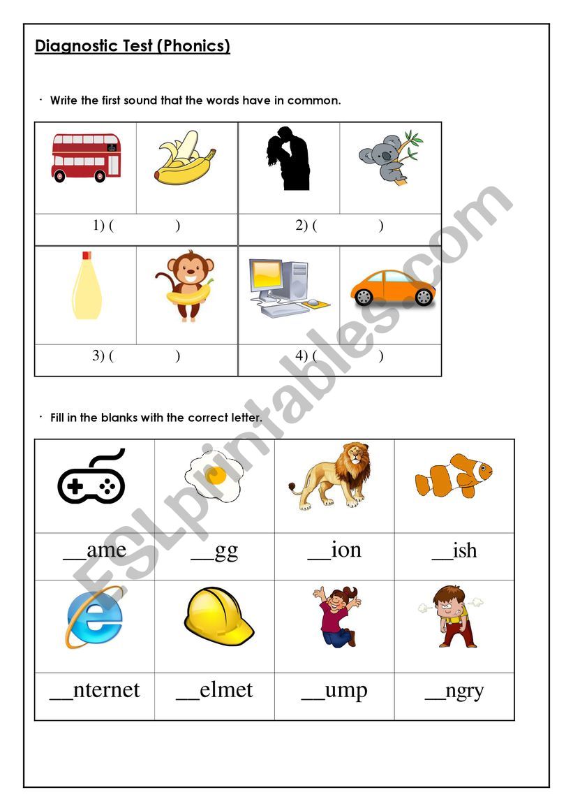 Phonics Diagnostic Test (Alphabets)