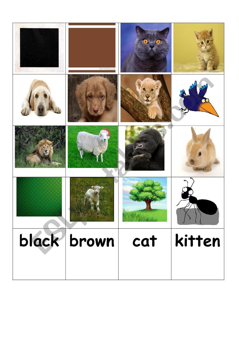 Memory game for kids. Animals and their children