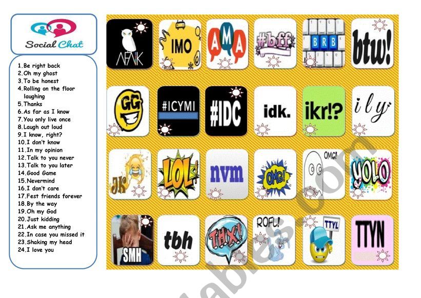 CHAT ACRONYMS worksheet