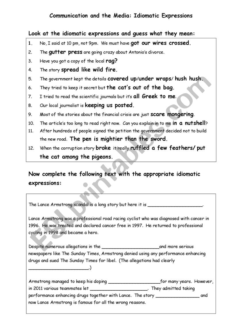 Communication and The Media Idioms