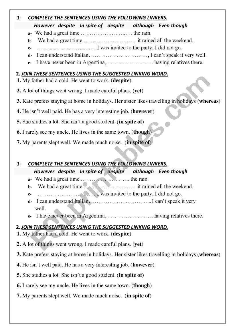 CONCESSION  worksheet