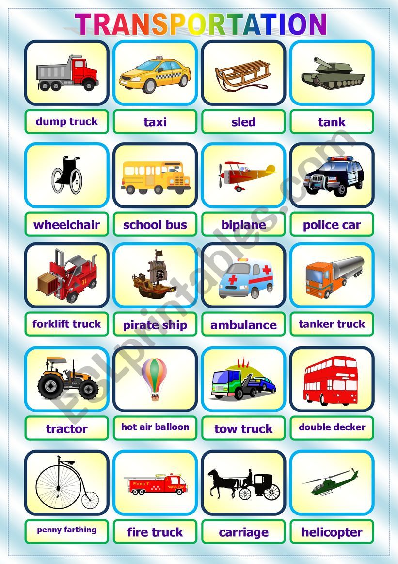 Transportation - Pictionary worksheet