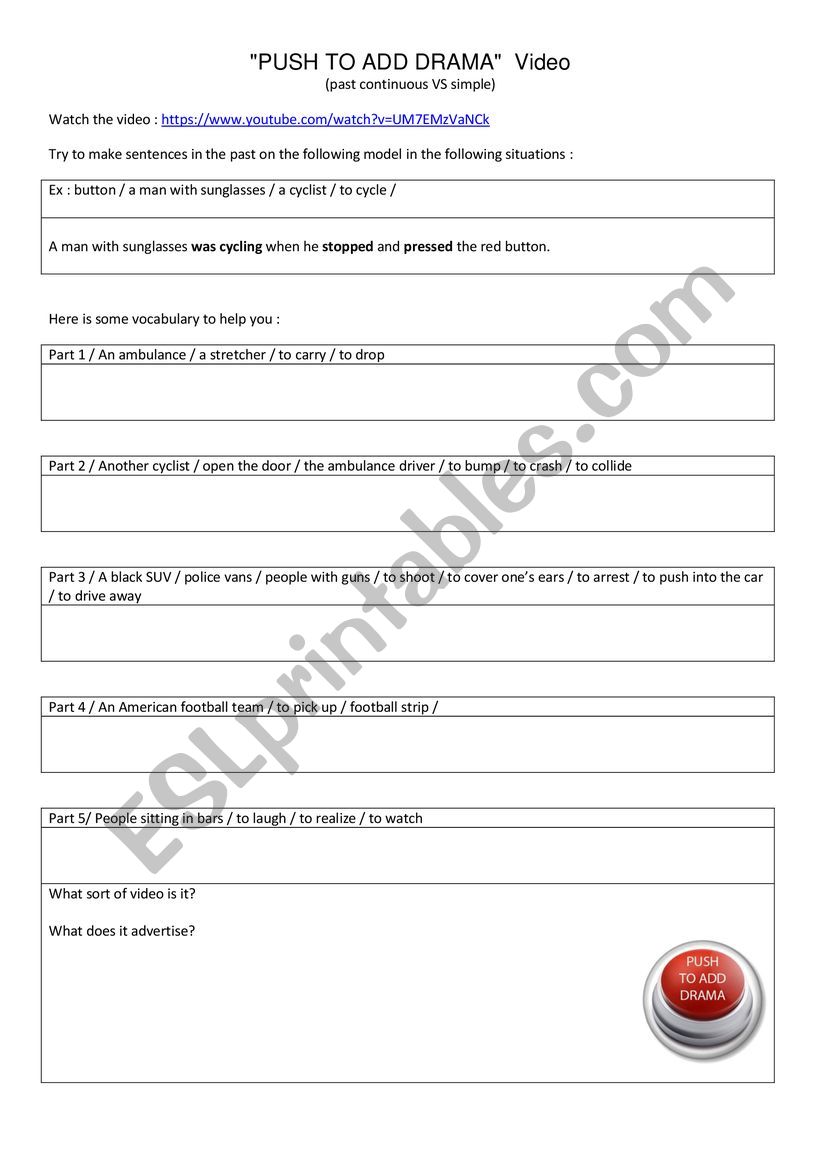 Push To Add Drama Video worksheet
