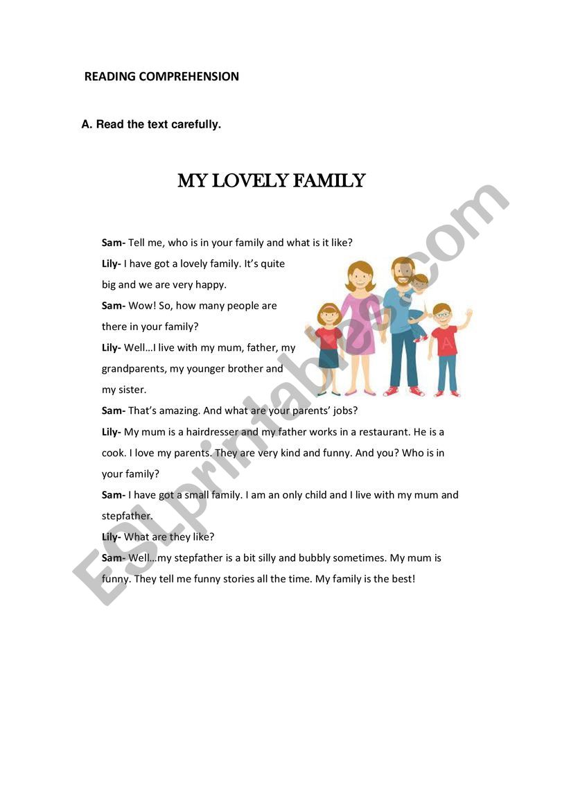 family and jobs- to be and have got- possessive dterminers and pronouns