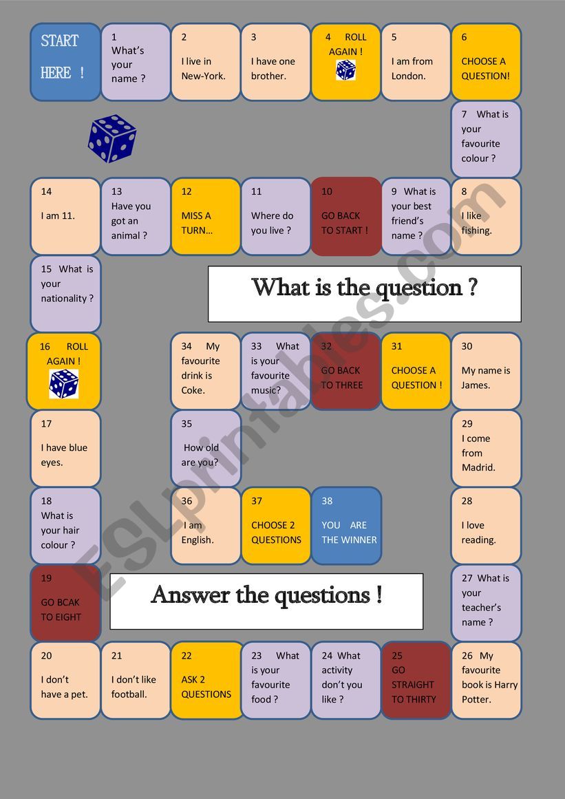 Game: What is the question? worksheet