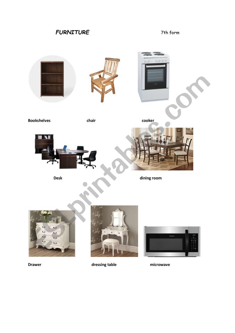 Furniture worksheet