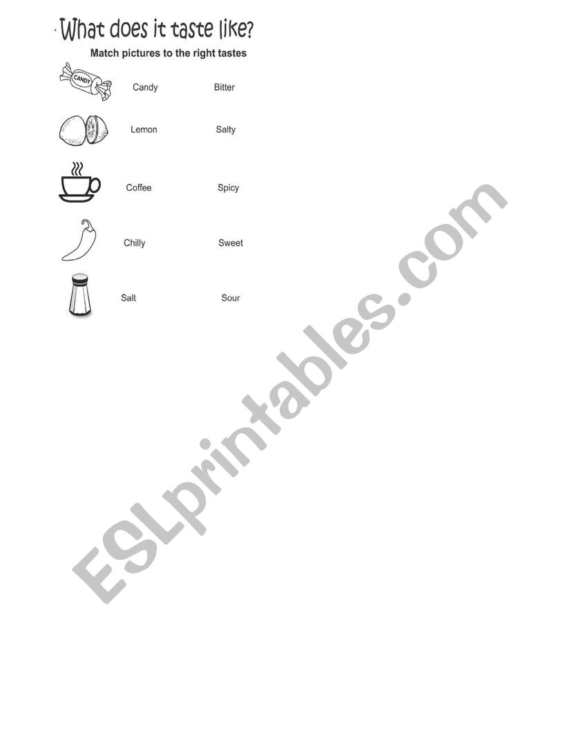 Taste of Food worksheet