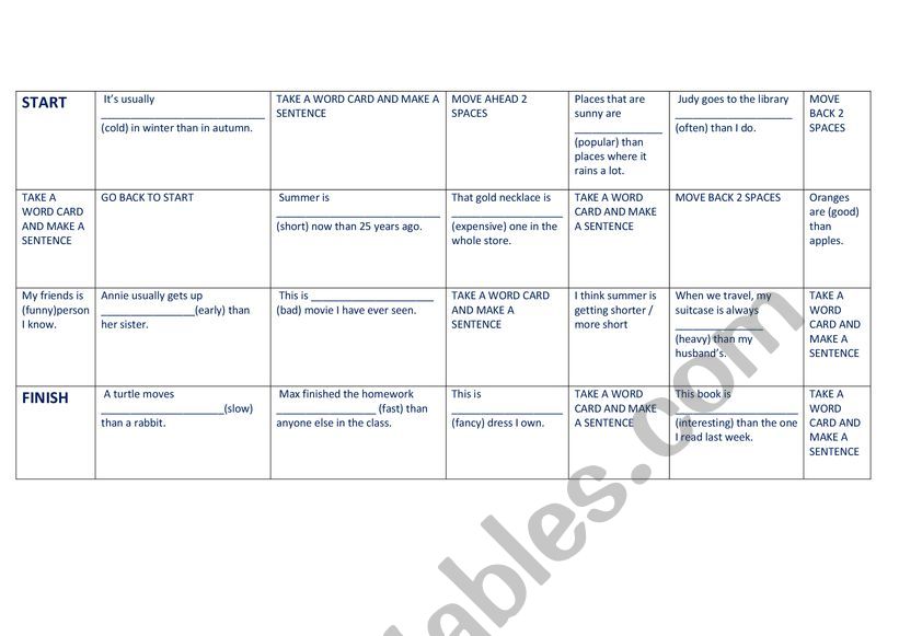 Comparative or superlative  worksheet