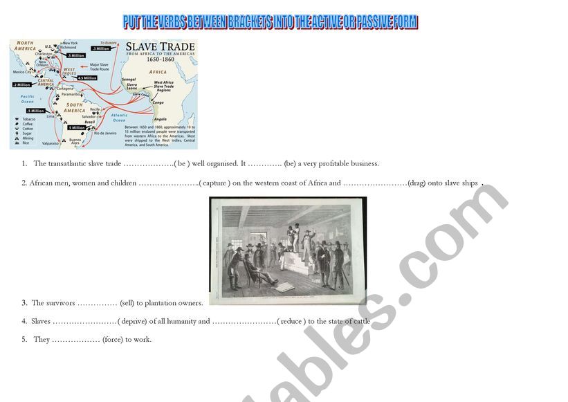 The transatlantic slave trade- grammar activity