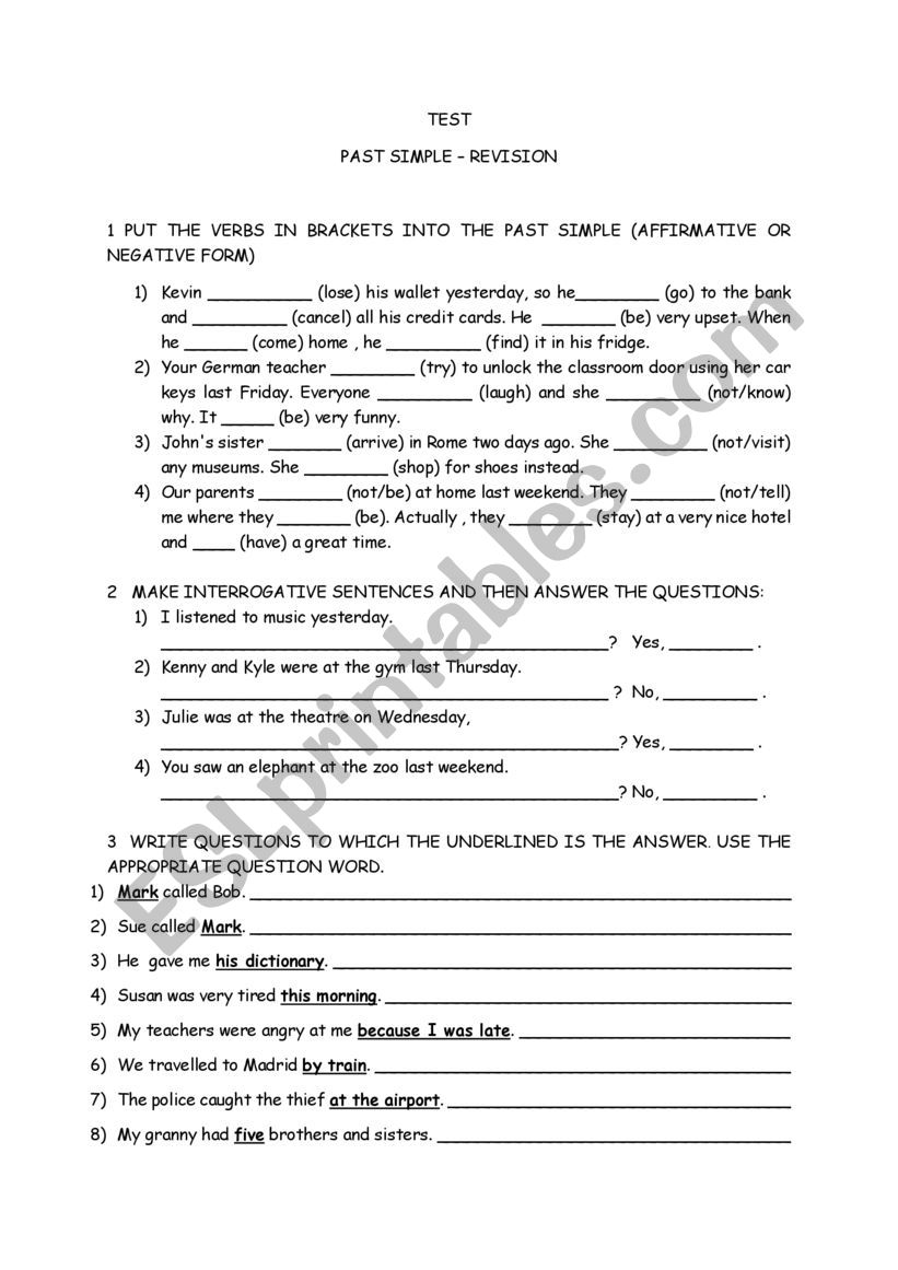 past simple worksheet worksheet