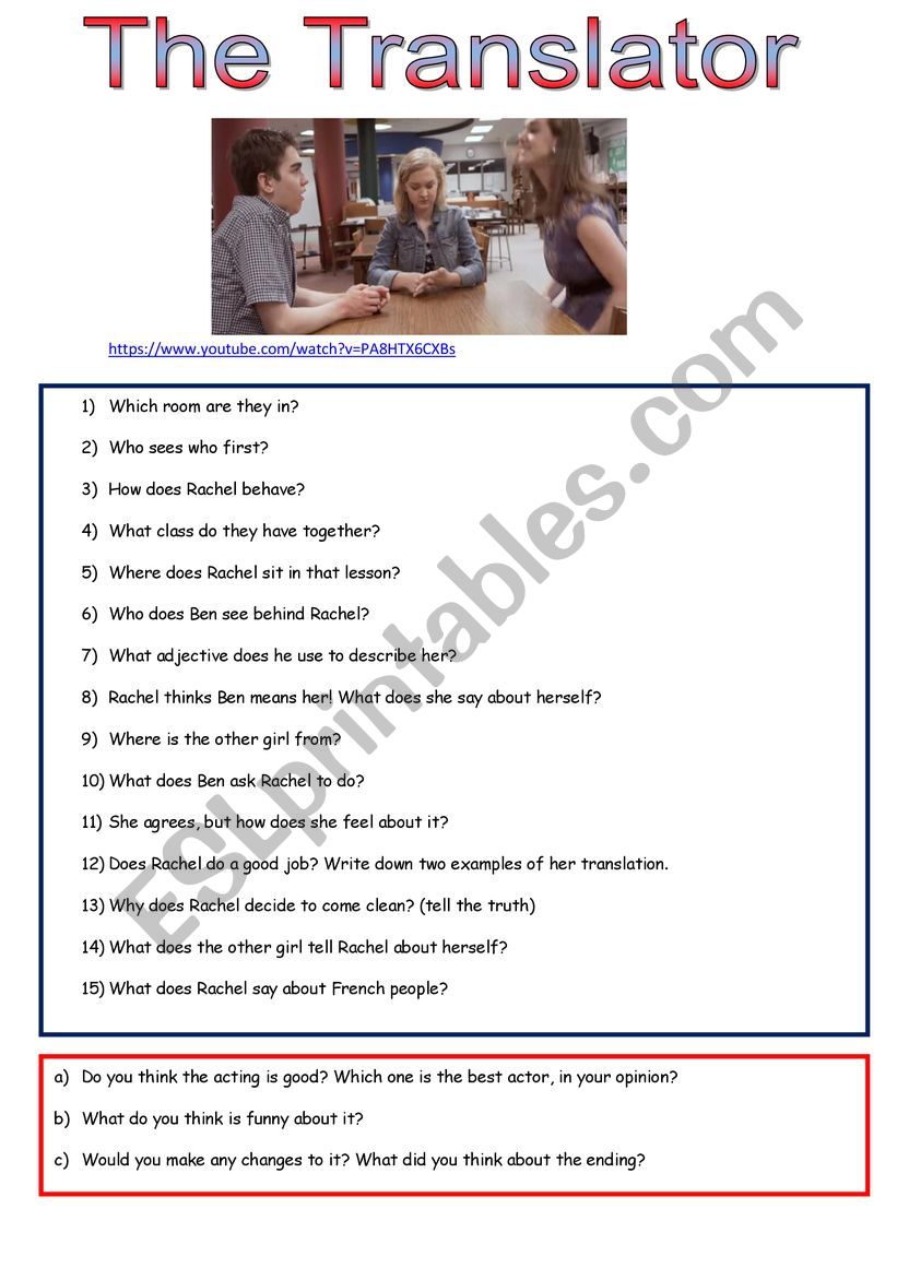 The Translator worksheet