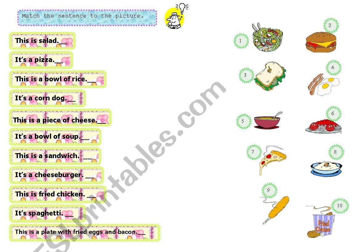 matching, food vocabulary 3   (14-08-08)