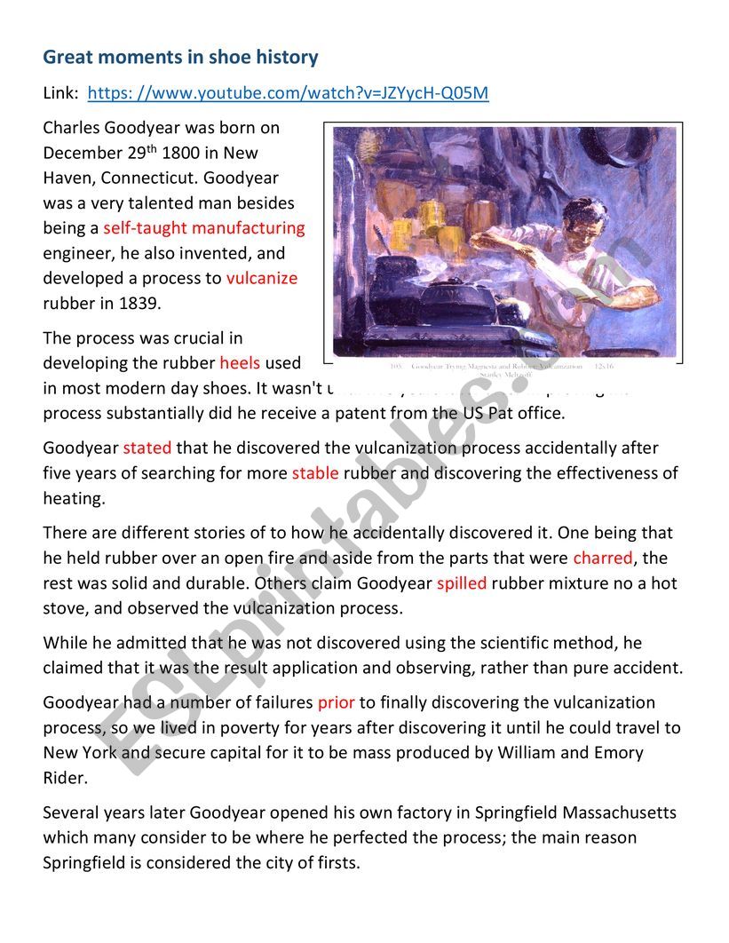 Charles Goodyear Biography worksheet