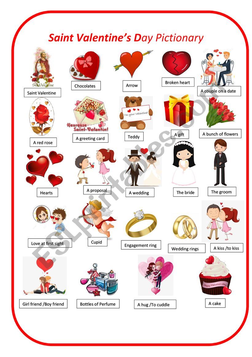 Saint Valentines day pictionary