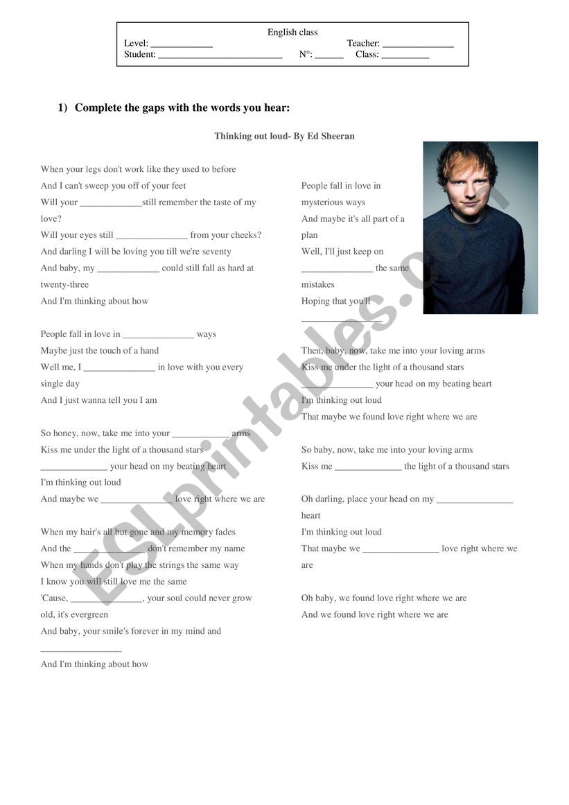 Thinking out loud- By Ed Sheeran